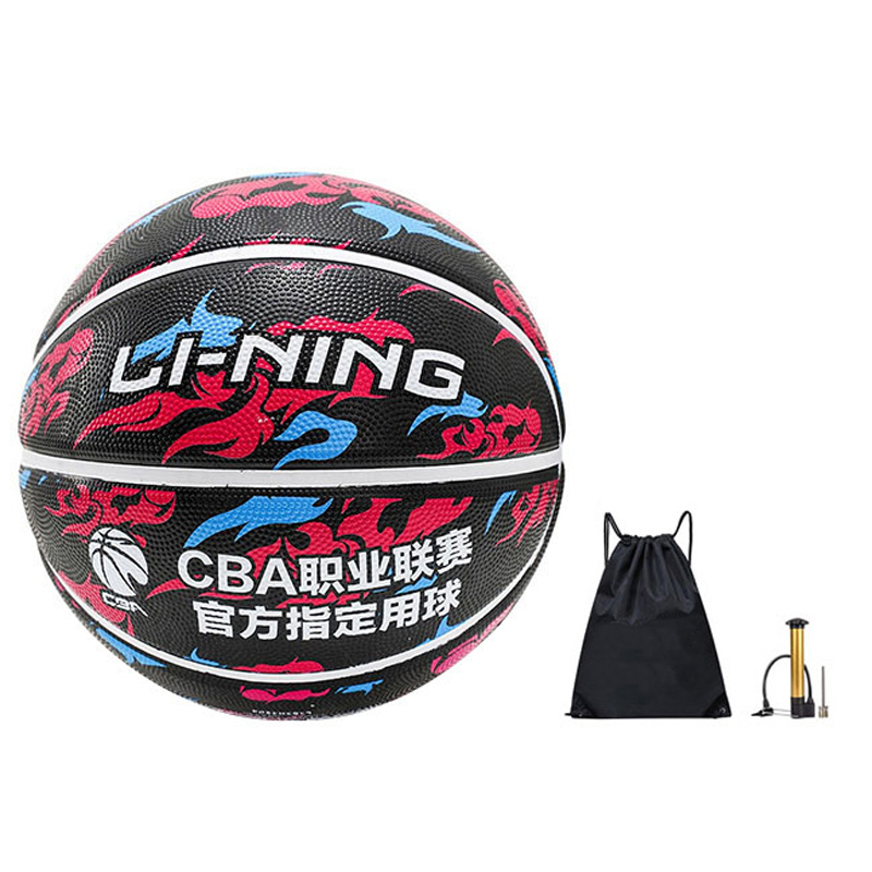 LINING Резиновый баскетбольный мяч black blue red размер 7 для тренировок и соревнований